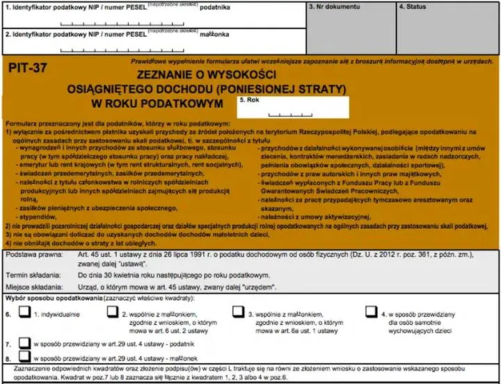 Jak poprawnie wpisać dochód z urzędu pracy w PIT 37?